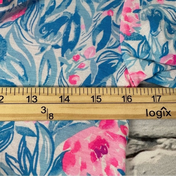 Lilly Pulitzer Pajama NWT PJ Long Sleeve Top Bondi Blue My Little Peony XSmall - Picture 9 of 10